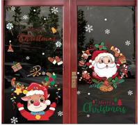 Statique Decoration Fenêtre Autocollant Noël Double Face Père Bonhomme De Neige Stickers Pour Deco NoëL Intérieur(X)