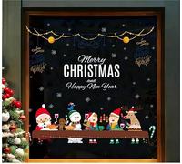 Statique Decoration Fenêtre Autocollant Noël Double Face Père Bonhomme De Neige Stickers Pour Deco NoëL Intérieur(GG)