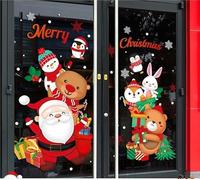 Statique DIY Stickers Noel Vitre Pour Porte Deco Fenetre Interieur Double Face Père Noël Bonhomme De Neige Pour NoëL Intérieur(JJ)