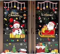 Statique DIY Stickers Noel Vitre Pour Porte Deco Fenetre Interieur Double Face Père Noël Bonhomme De Neige Pour NoëL Intérieur(SS)