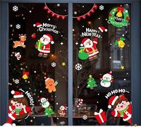 Statique DIY Stickers Noel Vitre Pour Porte Deco Fenetre Interieur Double Face Père Noël Bonhomme De Neige Pour NoëL Intérieur(A8)
