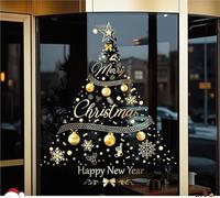 Statique DIY Stickers Noel Vitre Pour Porte Deco Fenetre Interieur Double Face Père Noël Bonhomme De Neige Pour NoëL Intérieur(RR)