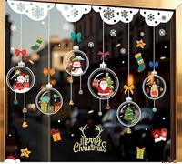 Statique DIY Stickers Noel Vitre Pour Porte Deco Fenetre Interieur Double Face Père Noël Bonhomme De Neige Pour NoëL Intérieur(B)