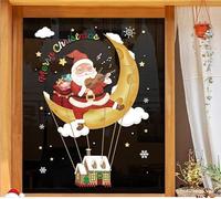 Statique DIY Stickers Noel Vitre Pour Porte Deco Fenetre Interieur Double Face Père Noël Bonhomme De Neige Pour NoëL Intérieur(OO)