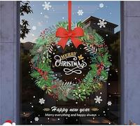 Statique DIY Stickers Noel Vitre Pour Porte Deco Fenetre Interieur Double Face Père Noël Bonhomme De Neige Pour NoëL Intérieur(I)