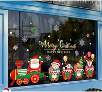 Statique DIY Stickers Noel Vitre Pour Porte Deco Fenetre Interieur Double Face Père Noël Bonhomme De Neige Pour NoëL Intérieur(O)