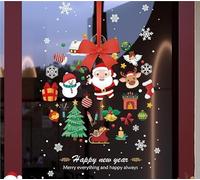 Statique DIY Stickers Noel Vitre Pour Porte Deco Fenetre Interieur Double Face Père Noël Bonhomme De Neige Pour NoëL Intérieur(A3)