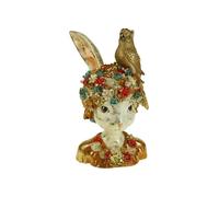 Statua Coniglio E Uccellino 22x19x34cm Multicolore