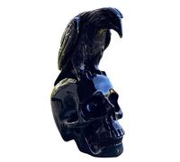 Statua Da Giardino - Decorazioni per La CASA, Halloween Con Corvo Su Teschio, Scultura Macabra Scheletro Ossario per Esterni | Statuetta Ornamentale Appollaiato, Decorazione Spettrale per Giar
