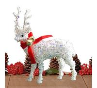 Statua Di Cervo - Decorazioni Con Ornamenti Di Alce Luccicanti | Decorazioni Natalizie Per Scaffale Con Sciarpa | Per Giardino, Inverno, Vacanze, Casa, Portico, Finestra, Halloween