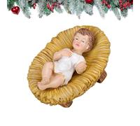 Statua Di Gesù Bambino Nella Mangiatoia - Scultura In Resina Realistica Della Scena Sacra Natalizia, Figurina Religiosa Per Presepe | Statua Decorativa Della Natività Per Casa Chiesa Festa Natale Comp
