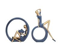 Statue, 2pcs Résine Lecture Femme Sculpture Yoga Fille Statue Décoration De Bureau pour Bureau À Domicile