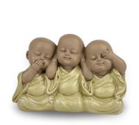 Statue 3 Bonzes Bébé Emblème - Ne Rien Voir - Ne Rien Entendre - Ne Rien Dire - Ensemble Symbolique pour Ambiance Paisible et Sereine - Décoration Zen - Idée Cadeau Unique -H 9 cm - Zen’Light