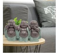 Statue 3 Bouddhas rieur - Ne Rien Voir - Ne Rien Entendre - Ne Rien Dire-Ambiance Paisible et Sereine -H 9cm - Zen'Light