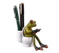 Statue Amusante en résine Faite à la Main, décoration de Table de Grenouille | Grenouilles avec téléphones Portables, Figurine d'extérieur, Assise sur Les Toilettes, décor