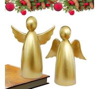 Statue Ange - Sculpture Commémorative Ange,Figurine Résine Dorée Décorative 2 Pièces pour Décor d'Intérieur Table de Chevet Bibliothèque