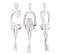 Statue Assise du Philosophe - Sculpture Abstraite Blanche de Style Minimaliste - Décoration pour Étagères - Collection en résine pour la Maison, Le Bureau, Le Salon, la Table (A)