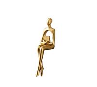 Statue Assise du Philosophe - Sculpture Abstraite Dorée de Style Minimaliste - Décoration pour Étagères - Collection en résine pour la Maison, Le Bureau, Le Salon, la Table (C)