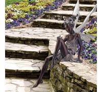 Statue assise en résine, décorations de jardin féérique pour extérieur, statues et sculptures de fées assises de fleurs, sculpture de fées miniatures pour jardin, terrasse