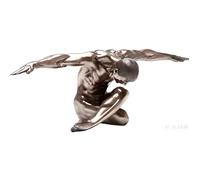 Statue athlète homme assis aspect bronze 137cm.