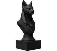 Statue Bastet Décorative 25 cm - Buste Déesse Égyptienne Chat Noir Low Poly - Sculpture Moderne Style Géométrique - Décoration Maison Élégante et Mystique - Figurine Egypte Antique à Collectionner