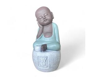 Statue Bonze Porte - Encens Intélligence - Bouddha Méditation - Figurine Porte - Bonheur - Fabrication Artisanale - Calligraphie FengShui - Idée Cadeau Toute génération - H14cm-Zen’Light