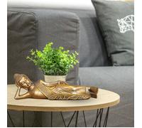 AC-Déco Statue Bouddha Couché Décoration Zen Feng Shui Porte-bonheur Dorée 22 cm