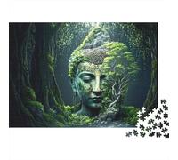 Statue Bouddha forêt Puzzle 1000 Pièces Avec Clic Parfait, Ensemble De Casse-tête En Puzzle puzzle De Développement Cognitif Pour Une Activité Intergénérationnelle, Passion Nature Et Faune 70x50cm/100