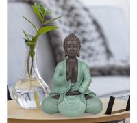 Statue bouddha méditation vert & marron