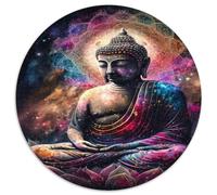 Statue Bouddha Puzzle 1000 Pièces Rond Papier Puzzle pour Adultes Art Méditatif Cosmique