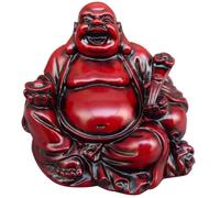 Statue - Bouddha Rieur Assis - Résine - 6,5 x 6,5 x 5 cm - Décoration Feng Shui