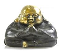 Statue - Bouddha - Rieur - Bronze artisanal - 6cm - Doré