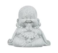 Statue Bouddha Souriant pour décor Jardin Effet Grès Ornement Méditation pour zen Intérieur Extérieur 8.8cm