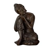 Statue Bouddha Thai Penseur - Décoration Zen et Feng Shui - Objet Porte Bonheur - Idée Cadeau Zen - Décoration Bureau, Chambre, Salon… - Hauteur : 18cm - Couleur Bronze - Zen’Light