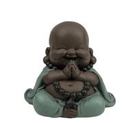 Statue Boudha Rieur Porte Bonheur - Décoration Zen et Feng Shui - pour Créer Une Ambiance Relaxante et Spirituelle - Idée Cadeau Originale - Largeur: 9cm - Couleur : Vert et Marron - Zen’Light