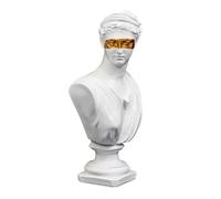 Statue Buste Blanc au Masque doré en polyrésine (H31,5 cm)