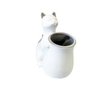 Statue cache pot Chat tenant un vase