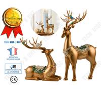 Statue Cerf Couple Ensemble Doré Extérieur Amoureux Décoration Maison Cadeau Collection Figurine Sculpture Animaux Artisanat