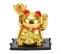 Statue Chat Maneki Neko Plastique Doré Statue Chat Maneki Neko(Bright Gold) | Bras oscillants automatiques, énergie , pile, plastique pour durable, pour porte-bonheur
