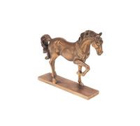 Statue : Cheval au trot patine 24 cm - - Marron - Résine