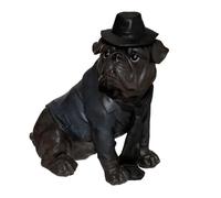 Statue Chien Assis ""Bulldog"" 44cm Noir