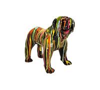 AltoBuy Statue Chien Molosse en Résine Noir Coulures Multicolores - MAROS