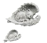 Statue Commémorative Pour Animaux De Compagnie, Chat En Pierre Tombale | Statuette Ange Gardien Pour Chat 12 Cm, Statue Chat Souvenir, pour Terrasse Balcon, Jardin Ou Cadeau Intérieur