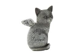 Statue commémorative pour chat - Figurine ange chat avec ailes | Marqueur funéraire en résine pour animal de compagnie | Cadeau de condoléances pour la perte d'un chat, pierre commémorative pour
