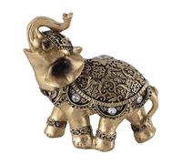 Statue d’éléphant en or, sculpture d’éléphant décorative pour la maison et le bureau, figurine de bonheur et de prospérité selon le feng shui, ornée d’un costume cérémoniel, (Petite taille)