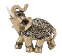 Statue d’éléphant en or, sculpture d’éléphant décorative pour la maison et le bureau, figurine de bonheur et de prospérité selon le feng shui, ornée d’un costume cérémoniel, (Taille moyenne)