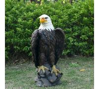 Statue d'aigle - Grande sculpture de jardin en résine peinte à la main - Figurine d'oiseau pour pelouse, cour, intérieur, patio, bureau