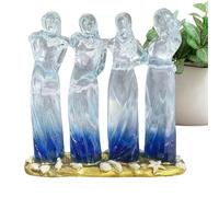 Statue d'amitié Sisters By My Side - Sculpture de l'amitié avec trois sœurs - Cadeau d'anniversaire pour femme - Figurine en résine peinte à la main - Anniversaire et amitié - Bleu - Quatre sœurs