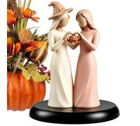 Statue d'amitié sur le thème d'Halloween avec lumière LED | Statues d'amis pour Halloween, maison, automne, anniversaire, femme, fête des mères, cheminée, intérieur et bureau