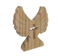 Statue D'ange, Ange Gardien en Bois de Pin, Support D'ange de Poche, Ornements D'ange en Bois, Petites Figurines D'ange Qui Tiennent dans la Main et la Poche, Cadeaux pour Première Communion,(Ailes)